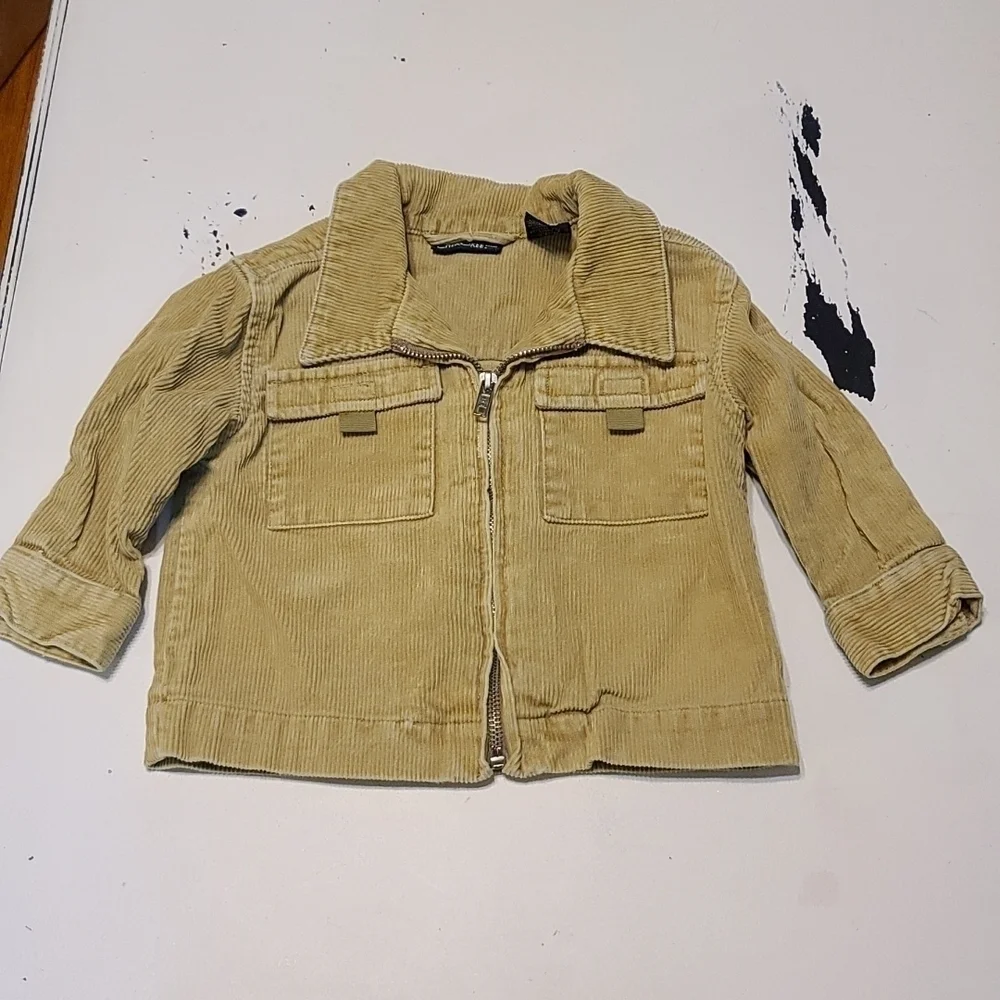 Cherokee Corduroy Jacket Golden Tan Zip Up Hook&Loop  Pockets/Cuffs Boys Sz 12mo